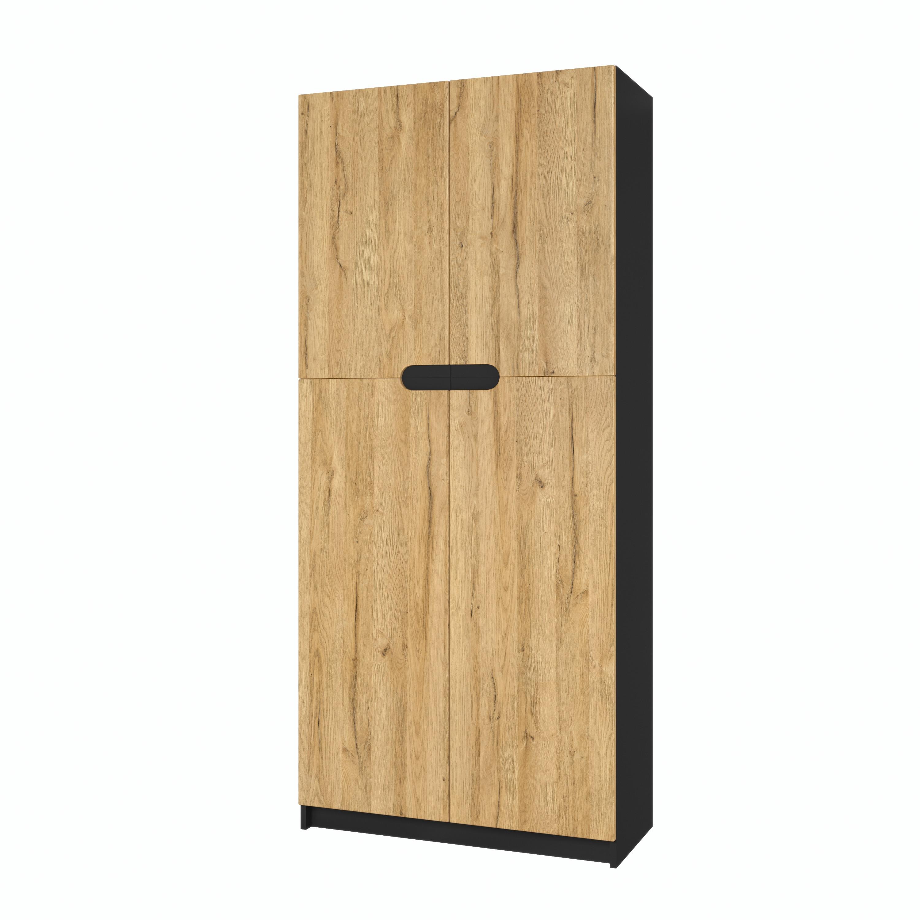 BÜROSCHRANK Logan Fronten in Eiche Natur - Eichefarben, Holzwerkstoff (82/184/37cm) - Vladon