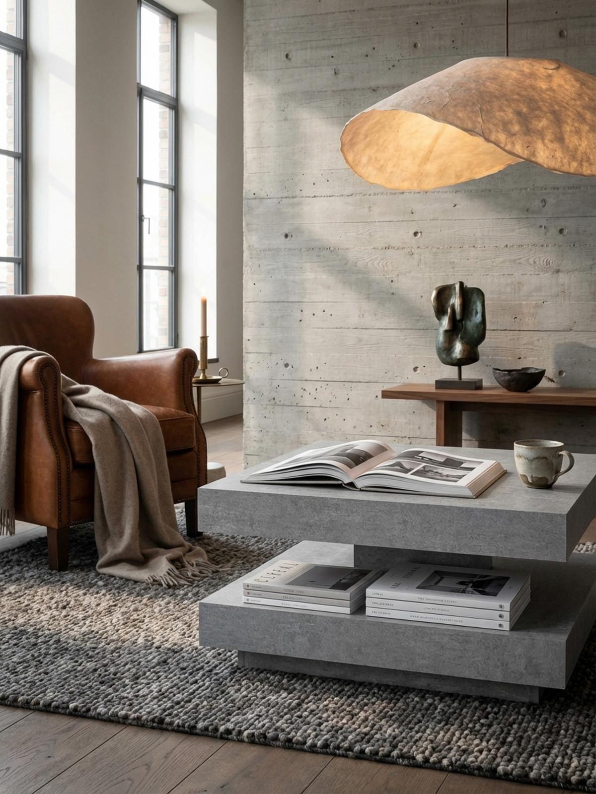 COUCHTISCH in Stein-Optik mit Stauraum, Modernes Design, Quadratisch, Grau 60x60x34 cm - Grau, Holzwerkstoff (60/60/34cm) - KADIMA DESIGN