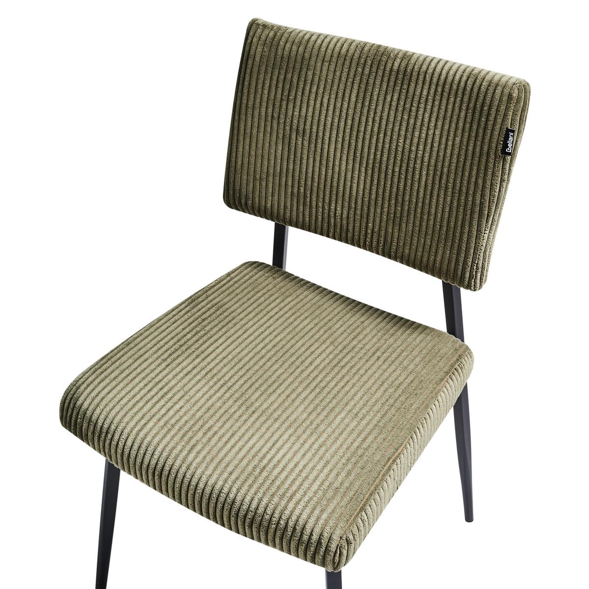 ESSZIMMERSTUHL 2er-Set Olivgrün Sturgis - Schwarz/Grün, Textil (47/87/54cm) - Beliani