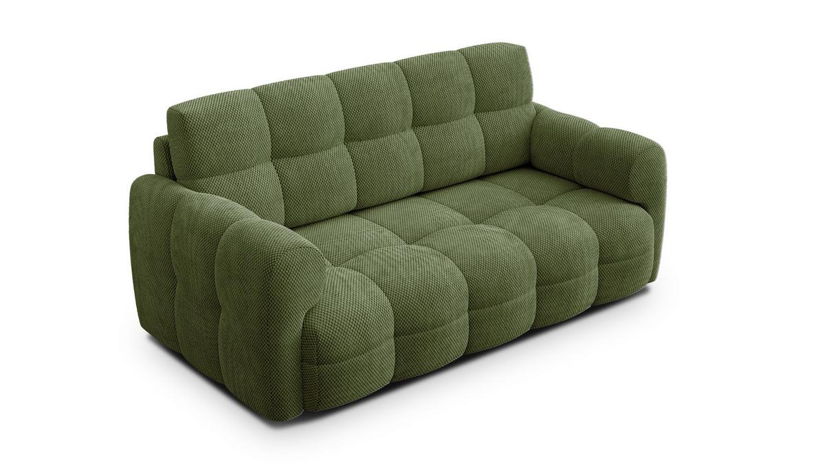 SOFA MELLOW 2,5-Sitzer, olive - Schwarz/Grün, Holz/Textil (183/87/98cm) - Wozimo