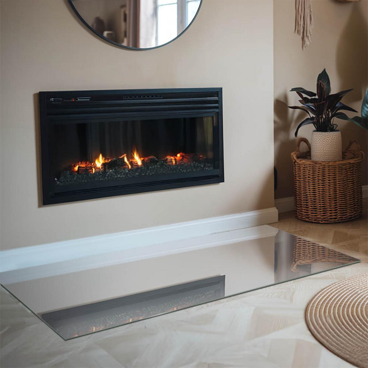 GLASPLATTE für Kamin 140x70 cm - Grau, Glas (140/70/0.4cm) - TULUP