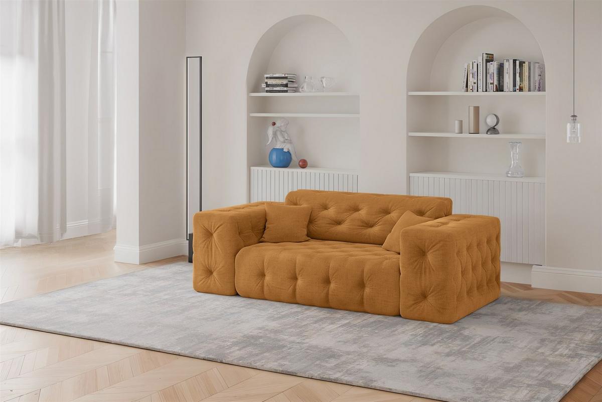 SOFASET Chantal In Moly - Orange, Holzwerkstoff/Textil (186/78/96cm) - Fun Möbel
