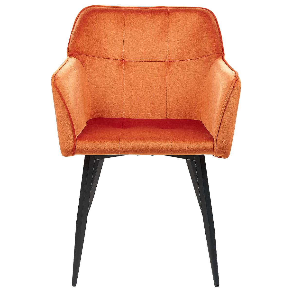 ESSZIMMERSTUHL 2er-Set Samtstoff Orange Jasmin - Orange, Textil/Metall (60/84/49cm) - Beliani