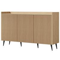 KOMMODE Amfali mit 3 Türen, geriffelte Fronten, Push-to-open, Metallbeine, 150 cm, Frühlings-Eiche - Eichefarben/Schwarz, Holzwerkstoff/Metall (150/92/41cm) - Beautysofa