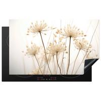 HERDABDECKPLATTE Blumen - Weiß - Sonnenlicht Ceranfeldabdeckung 85x52 cm - Ecru, Kunststoff (85/52/0.2cm) - MuchoWow