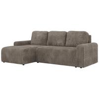 ECKSOFA NESSARO L Hellbraun Cord - Links Seite - Hellbraun/Schwarz, Kunststoff/Textil (244/151cm) - MKS
