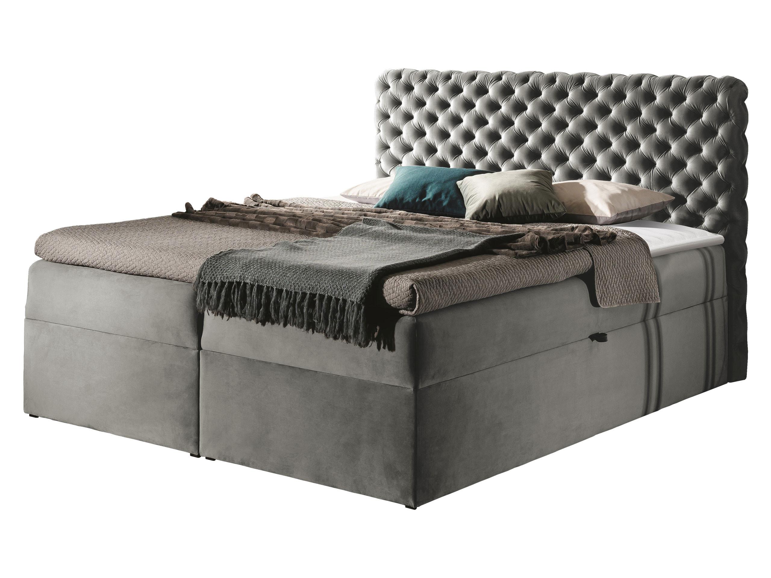 BOXBETT Chesterfield - H3 - Greige, Holz (160/200cm) - MIRJAN24