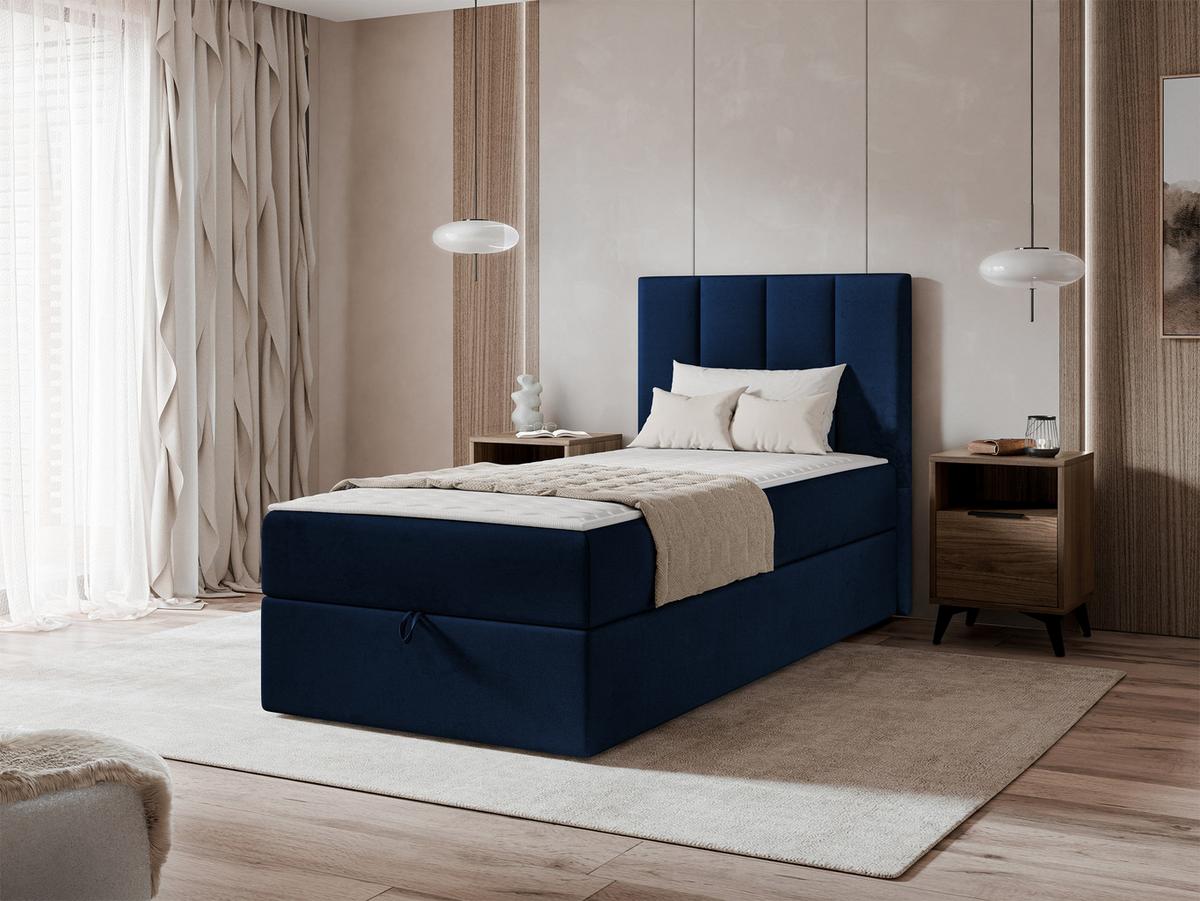 BOXBETT Rebos Single - H3 - Blau, Holz/Textil (80/200cm) - MIRJAN24