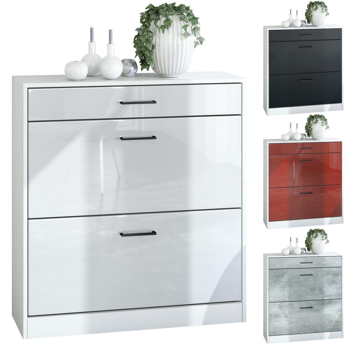 SCHUHSCHRANK Elvas Front in Sandgrau Hochglanz - Sandfarben, Holzwerkstoff (89/95.5/27cm) - Vladon