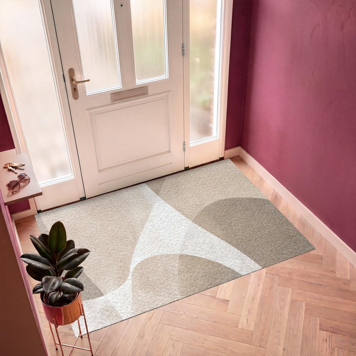 FUSSMATTE Glatte Oberflächen - Harmonisch - Wellenförmig Schmutzfangmatte 180x120 cm - Beige, Kunststoff (180/0.4cm) - MuchoWow
