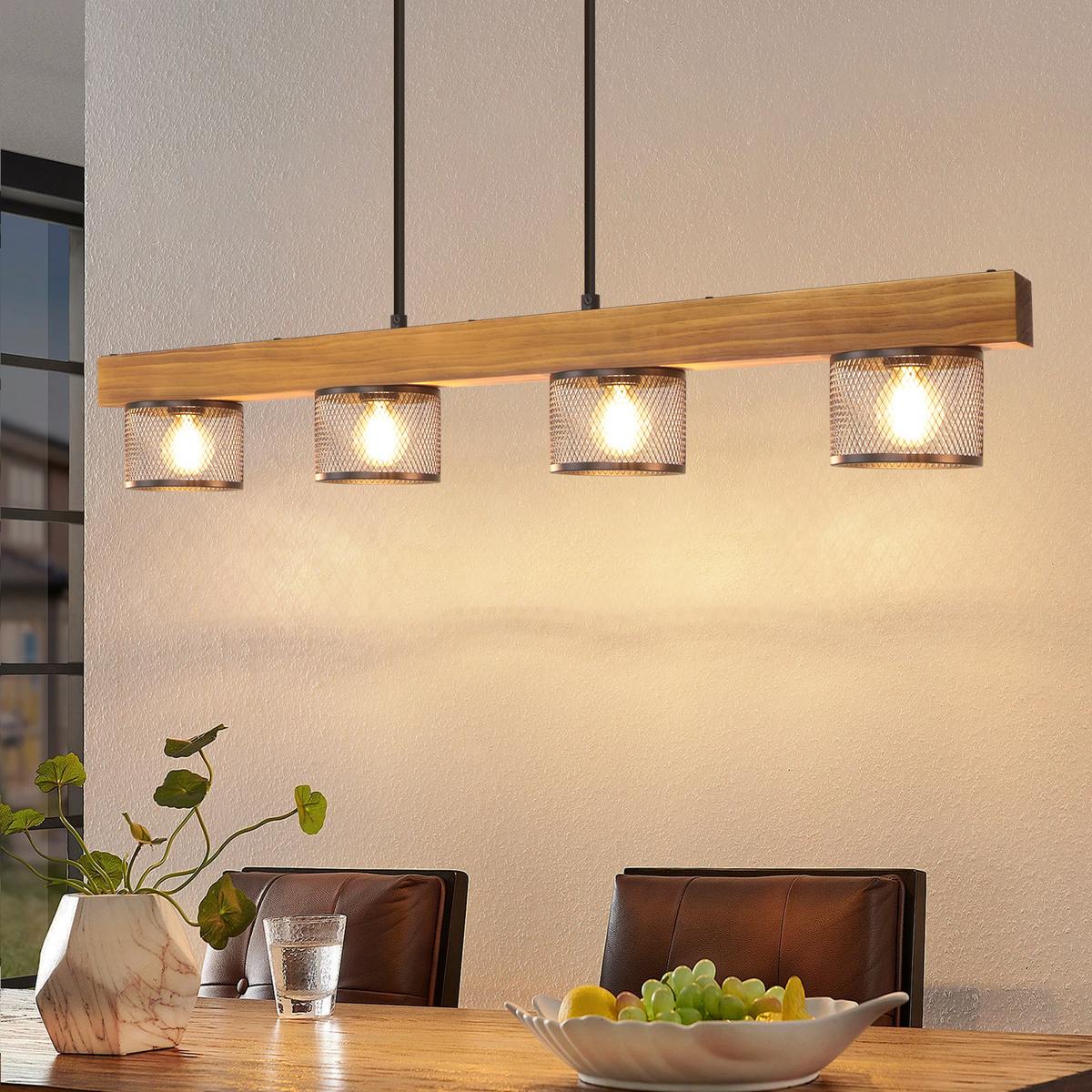 PENDELLEUCHTE Torvik 82/10/150 cm - Schwarz/Braun, Holz/Metall (82/10/150cm) - ZMH