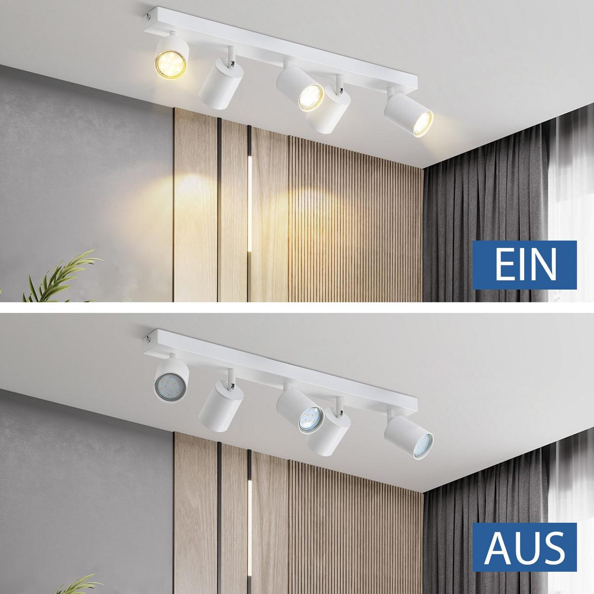 DECKENSTRAHLER Roger 5-flammig 55/3/14 cm - Weiß, Metall (55/3/14cm) - Nettlife