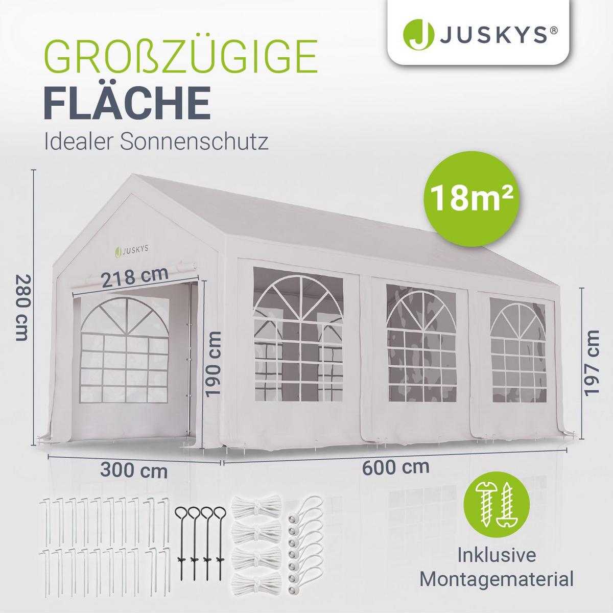 FESTZELT Partyzelt Gala weiß 3x6 m - Weiß, Kunststoff (300/280/600cm) - Juskys