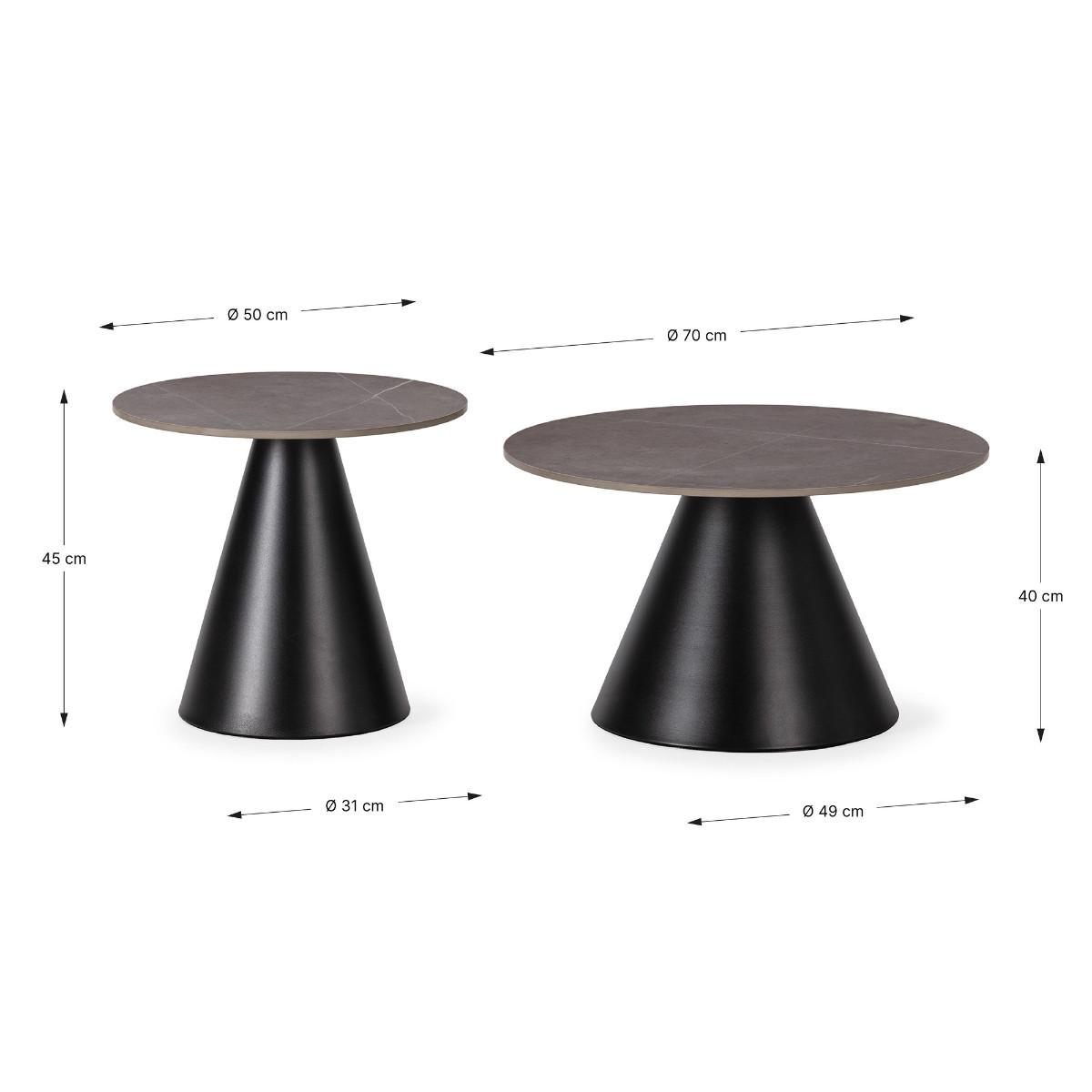 COUCHTISCH (2er-Set) in grau - louna 70/70/40 cm - Schwarz, Stein (70/70/40cm) - Calicosy
