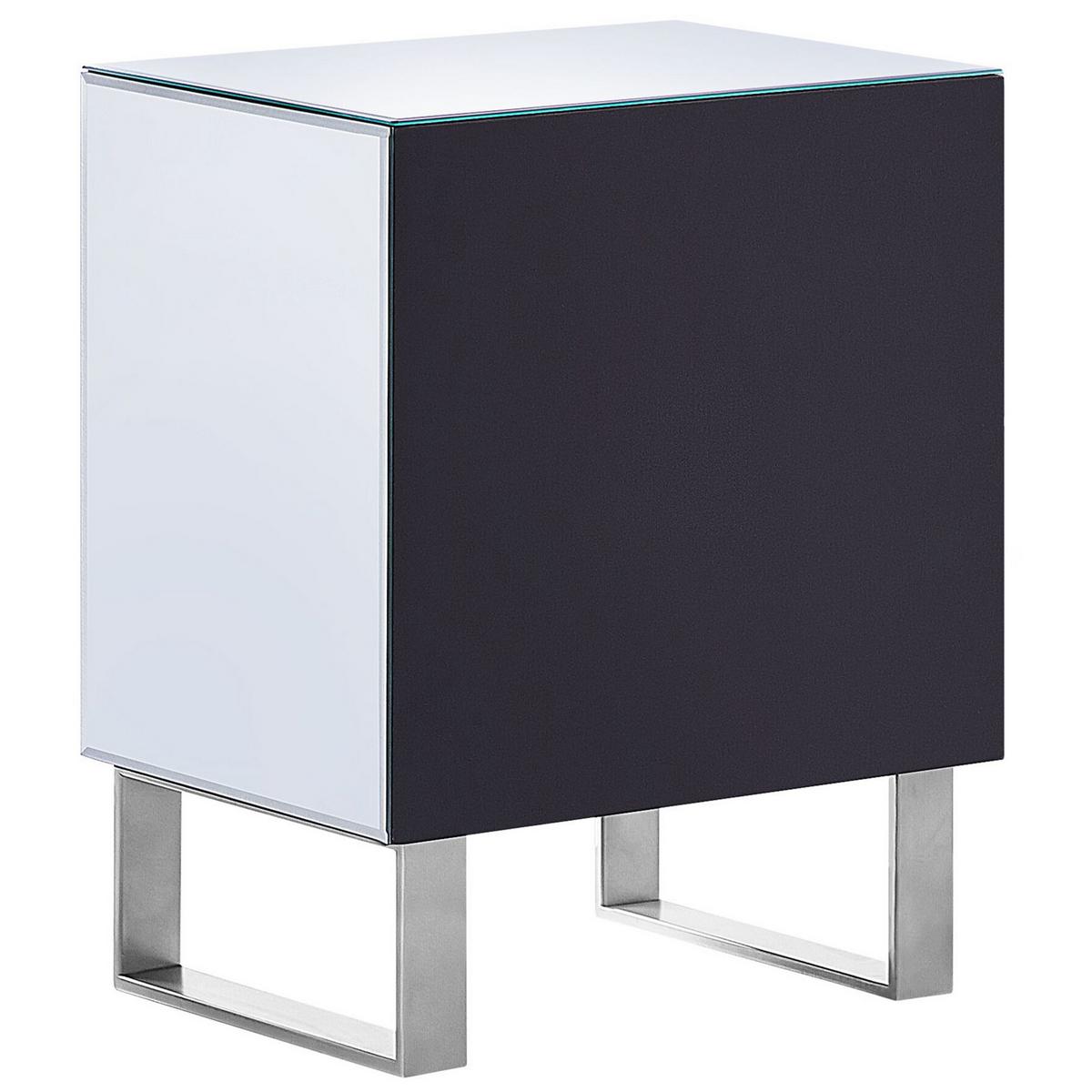 NACHTTISCH Spiegeleffekt 2 Schubladen Nesle - Silberfarben, Glas (48/60/35cm) - Beliani
