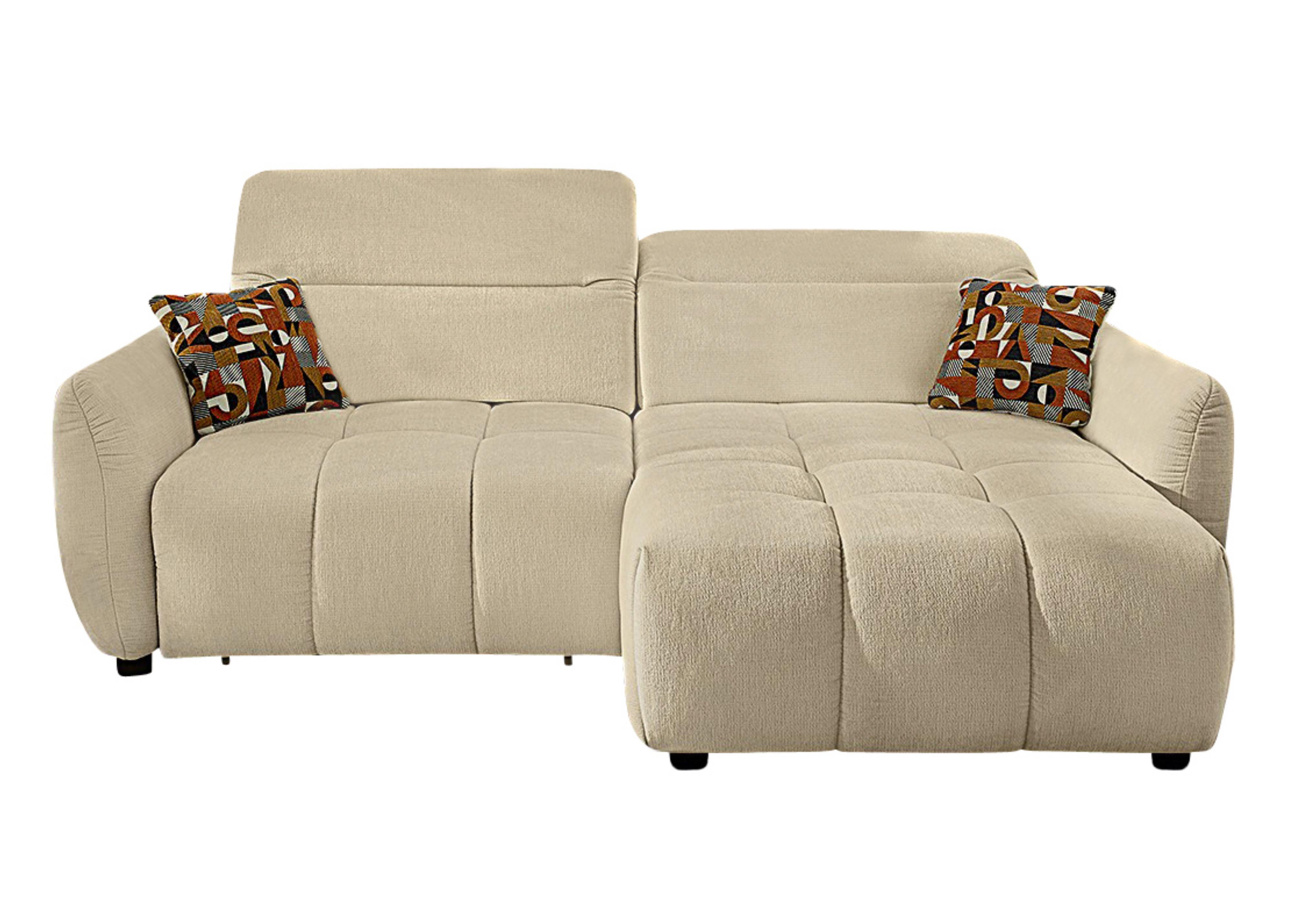 ECKSOFA mit elektrischer Sitztiefenverstellung, Kopflehnen verstellbar, USB-C und -A Ladefunktion B260/T191/H106 cm, Flachgewebe Beige / 15405 - Beige/Multicolor, Kunststoff/Textil (260/191cm) - luma-home