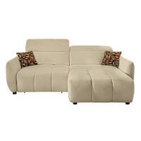 ECKSOFA mit elektrischer Sitztiefenverstellung, Kopflehnen verstellbar, USB-C und -A Ladefunktion B260/T191/H106 cm, Flachgewebe Beige / 15405 - Beige/Multicolor, Kunststoff/Textil (260/191cm) - luma-home