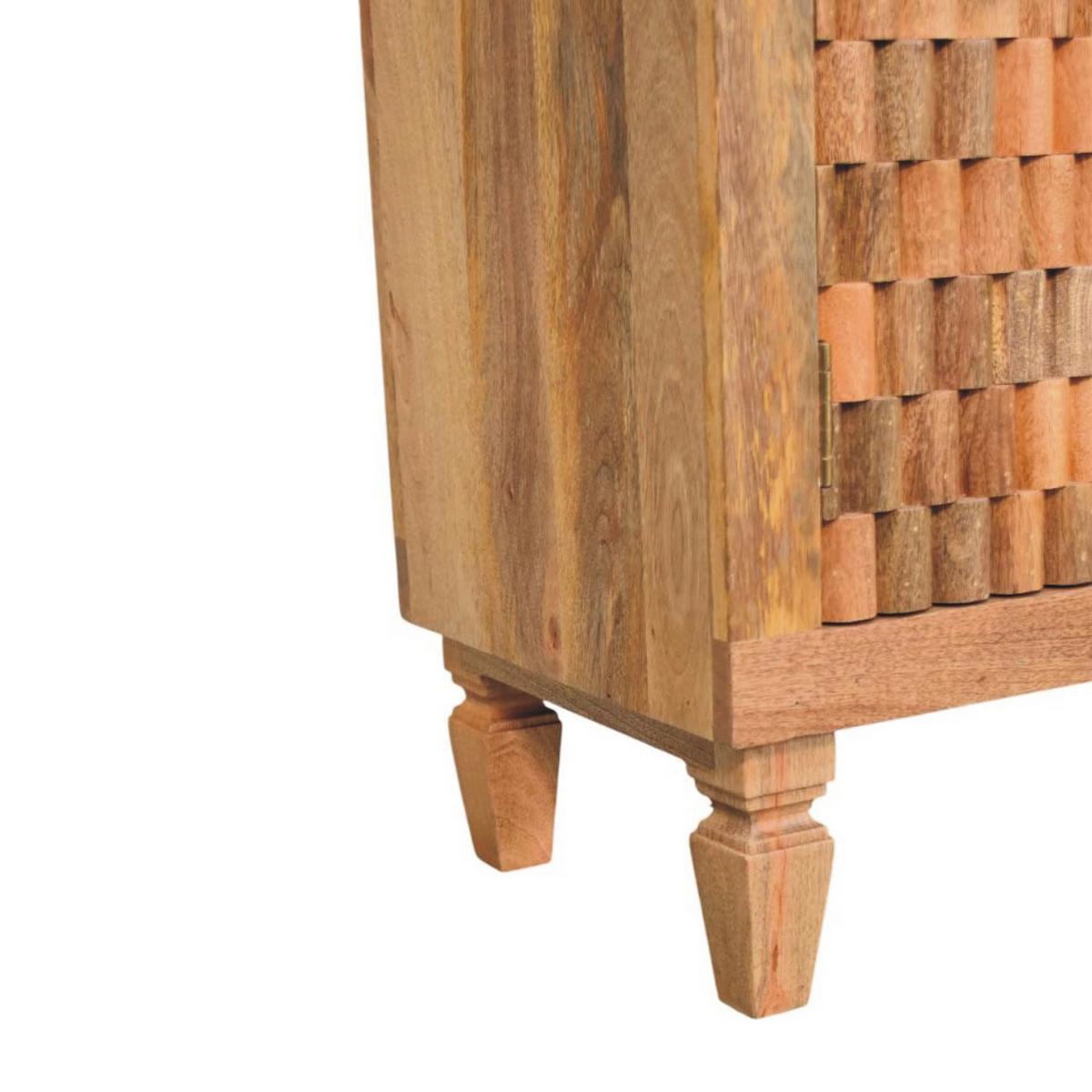 SCHRANK Marbella, 2 Türen und 2 Regale, Hellbraun - Beige/Messingfarben, Holz/Metall (85/86/35cm) - Artisan Furniture