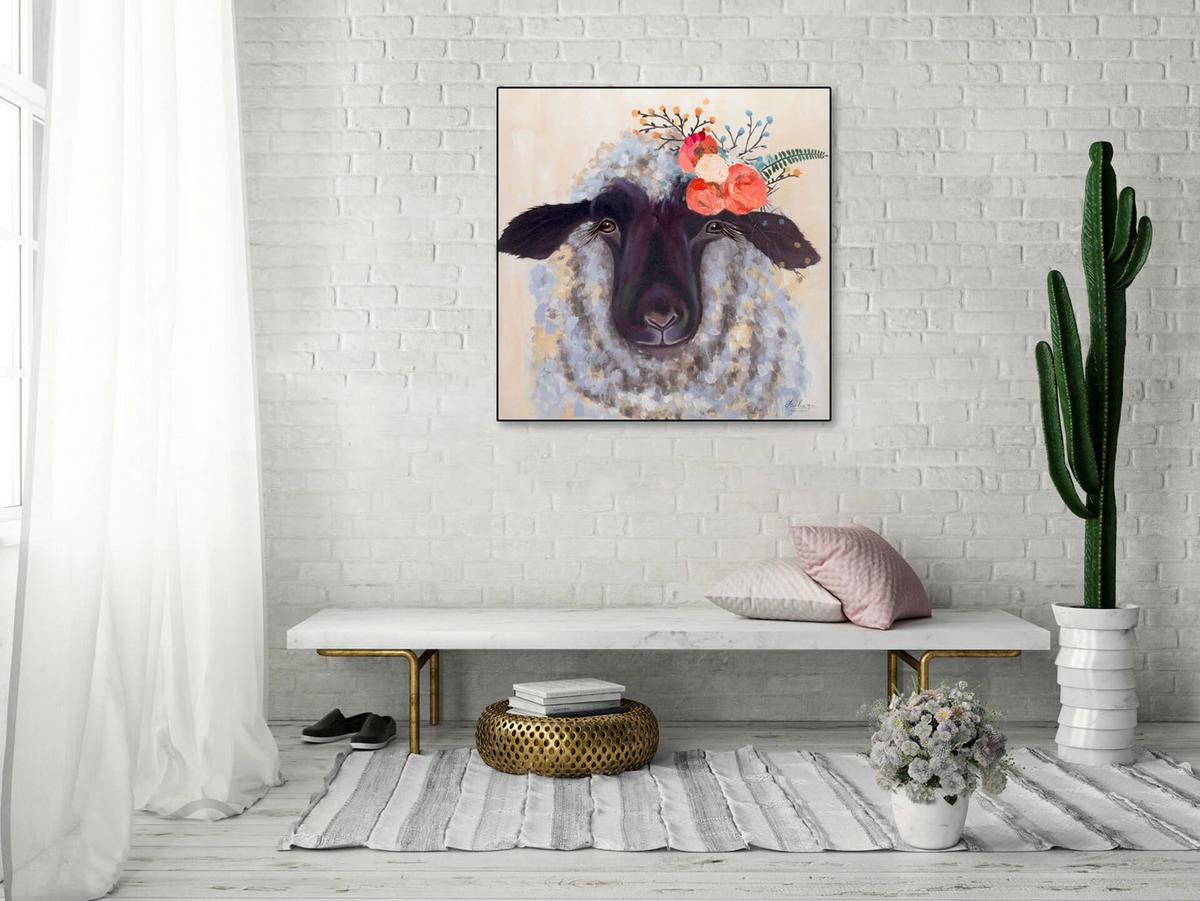 ACRYLBILD HANDGEMALT 80/80 cm - Beige/Schwarz, Holz/Textil (80/80cm) - KUNSTLOFT