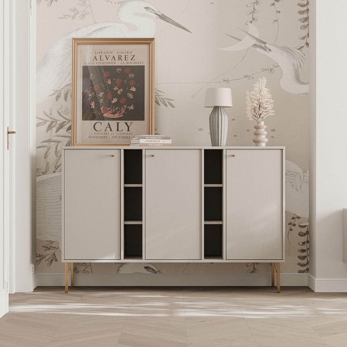 KOMMODE FLOW 157/41/95 cm, Sandbeige - Beige, Holzwerkstoff/Metall (157.7/95/40.8cm) - Idohome