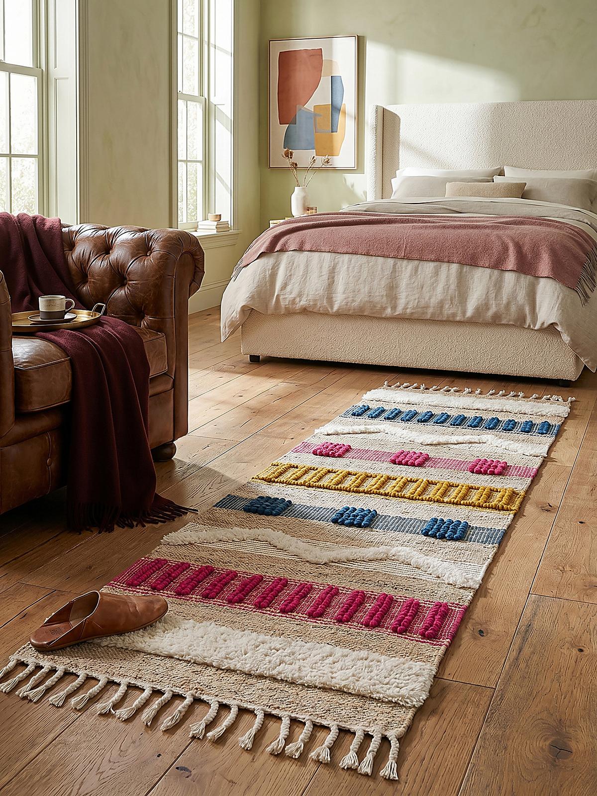 JUTETEPPICH handgewebt mit Fransen WHARFE, im Ethno-Stil, Bunt, 60 x 230 cm - Multicolor, Textil (230/60cm) - KADIMA DESIGN
