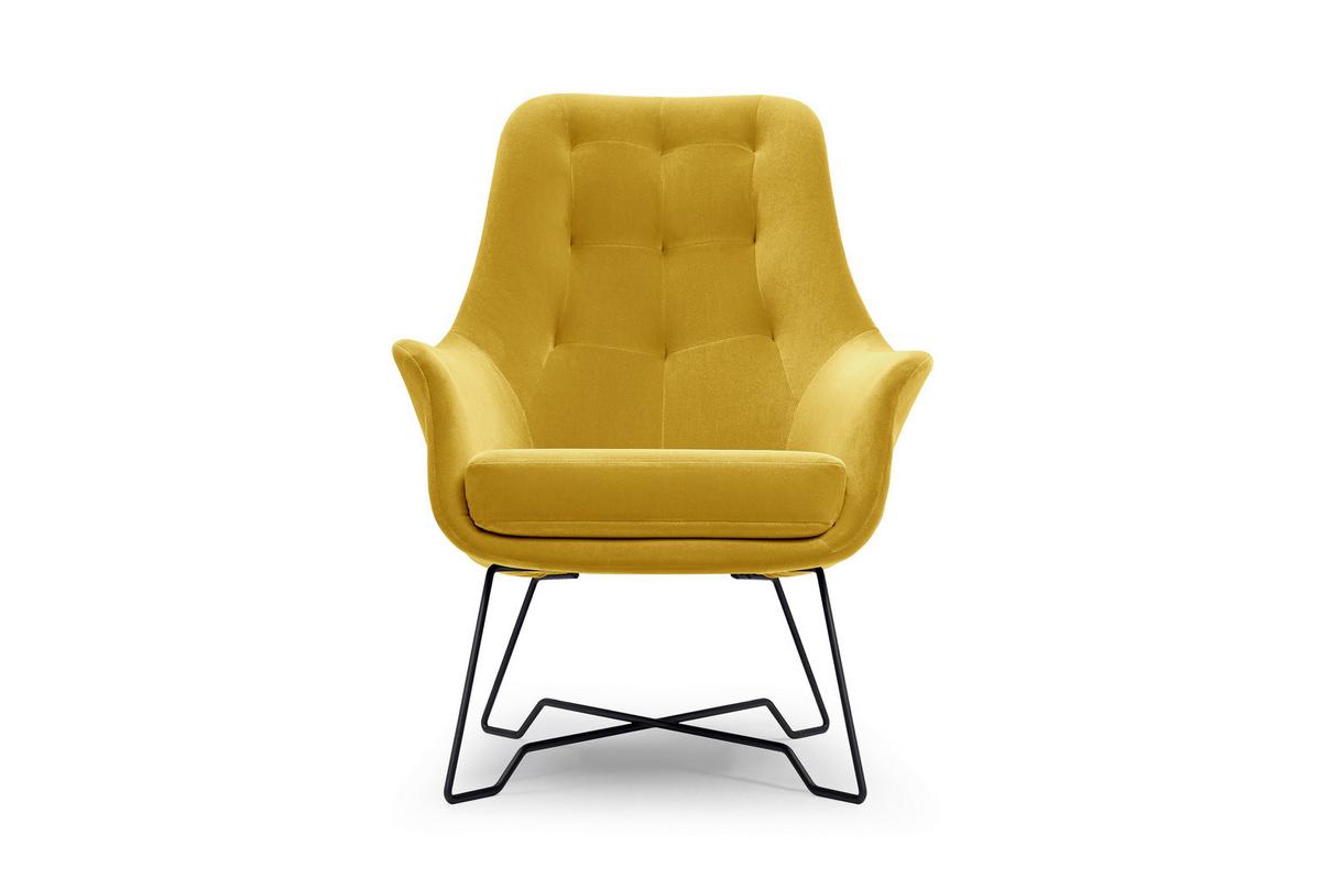 SESSEL SEDUTA, Modern Polstersessel Loungesessel, Velours-Stoff Gelb - Gelb, Holz/Metall (72.5/101.5/83cm) - MASSENO