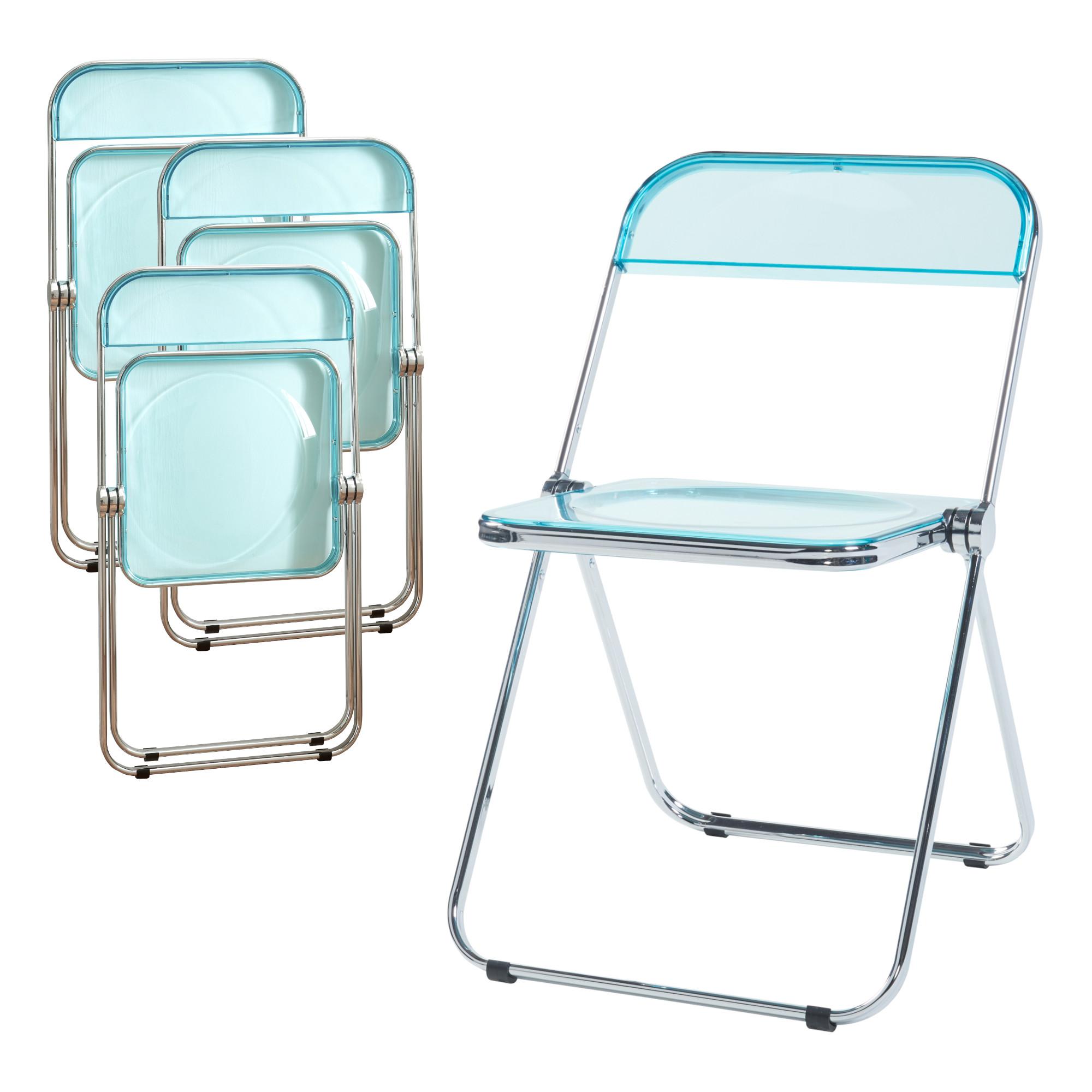 KLAPPSTUHL-SET Pornainen 4 TLG. - Hellblau, Kunststoff/Metall (46/74/47cm) - [en.casa]