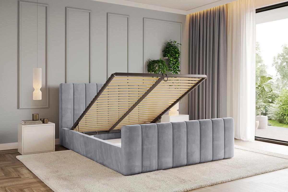 POLSTERBETT mit Bettkasten, Fußteil und Lattenrost, Boxbett ohne Matratze - STERA-Z 160x200 Hellgrau - Hellgrau, Holzwerkstoff/Textil (160/200cm) - ALTDECOR