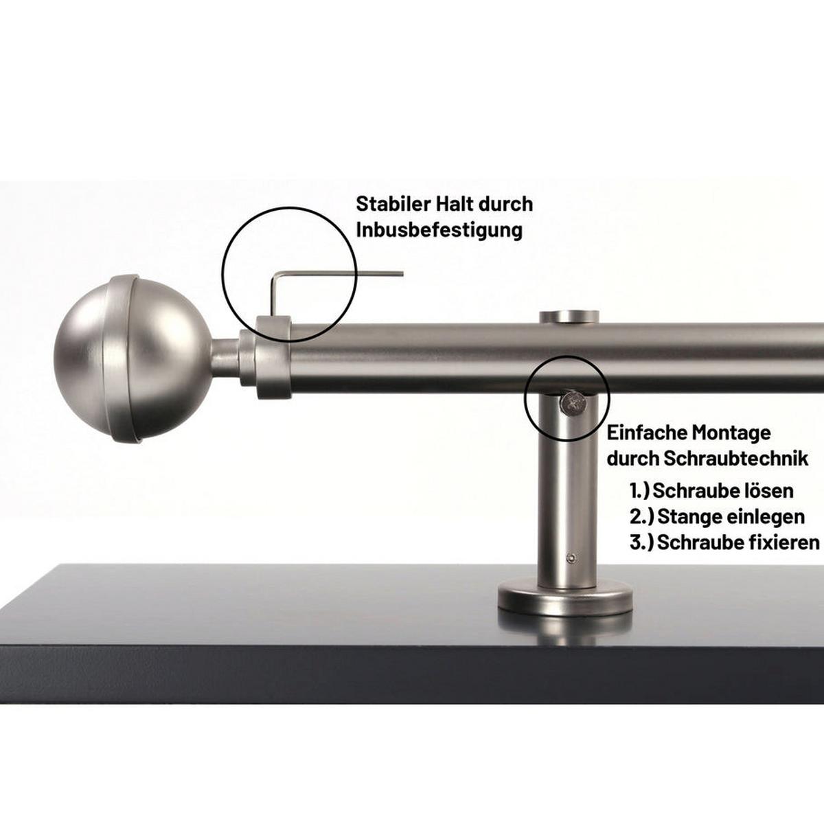 GARDINENSTANGE 1-lauf Kugel - Silberfarben, Metall (430cm) - Deco-Raum