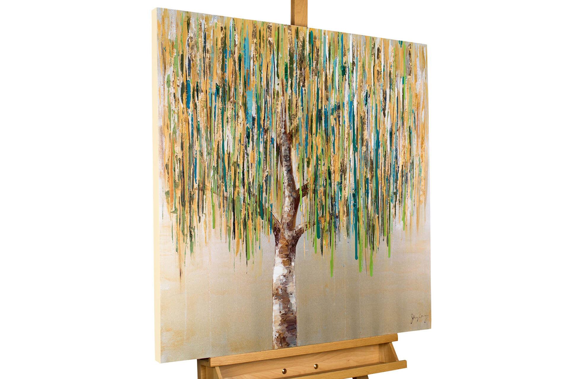 ACRYLBILD HANDGEMALT 80/80 cm - Grün, Holz/Textil (80/80cm) - KUNSTLOFT