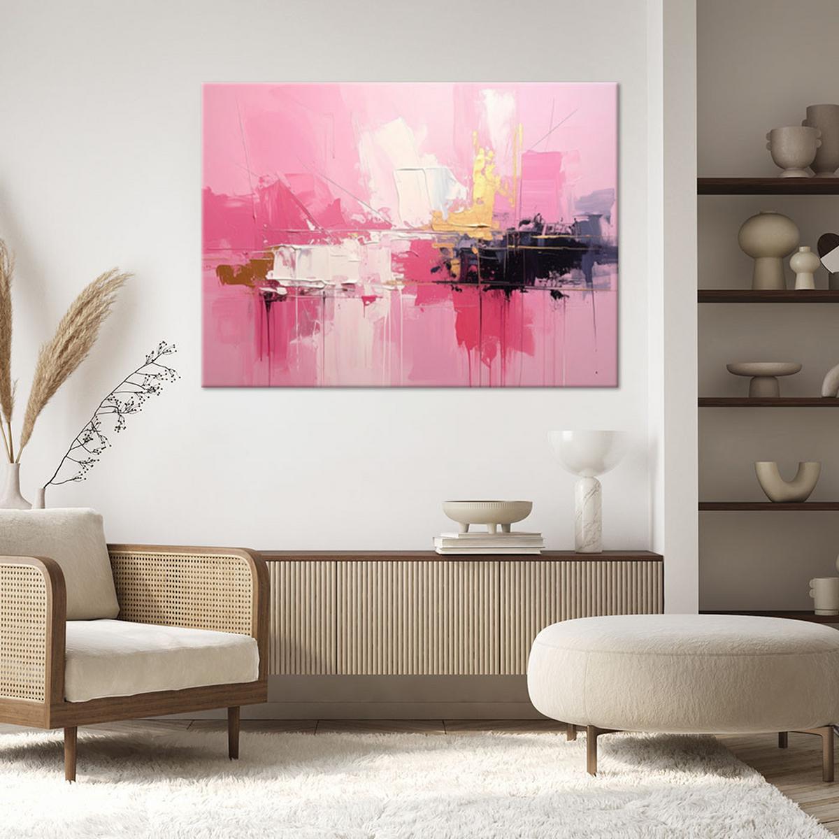 LEINWANDBILDER, Rosa Abstraktion mit weichem Licht und Tiefe - Rosa, Textil (90/60cm) - Feeby