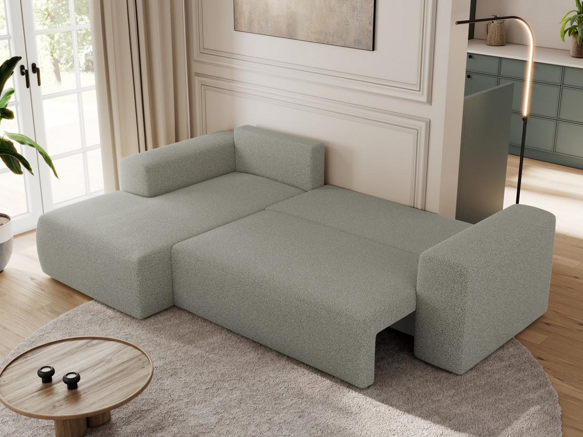 ECKSOFA TRENTINO L Hellgrau Boucle - Links - Hellgrau/Schwarz, Kunststoff/Textil (266/164cm) - MKS