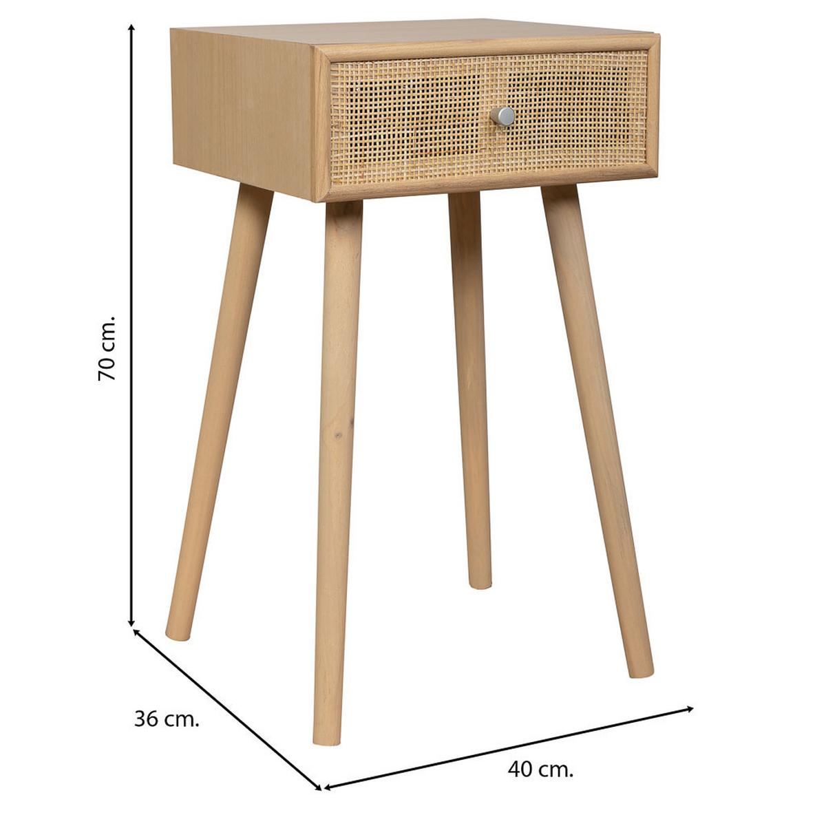 NACHTTISCH aus MDF und Gitter, braun, 40x36x70cm - Braun, Holzwerkstoff (40/70/36cm) - Wanderlust