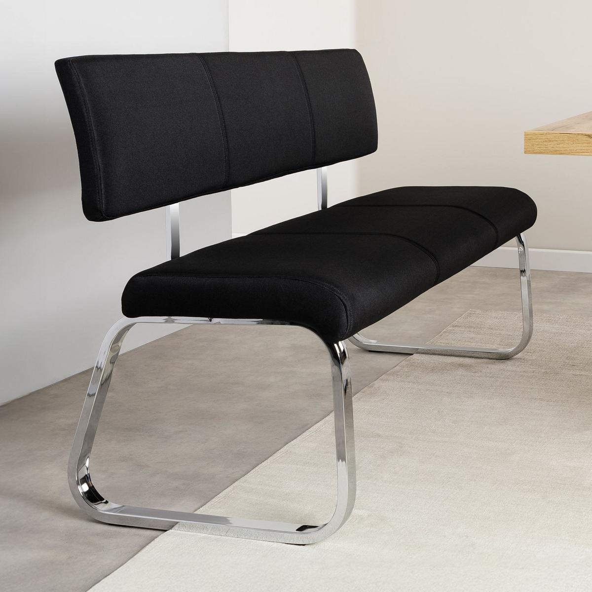 ESSZIMMERBANK VILAS schwarz - Schwarz, Textil/Metall (135/56/87cm) - IDIMEX