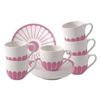 ESPRESSOTASSEN MIT UNTERTASSEN Fleur Couleur Cassis 70 ml 6er Set - Pink, Keramik (11.7/8/11.7cm) - Villeroy & Boch