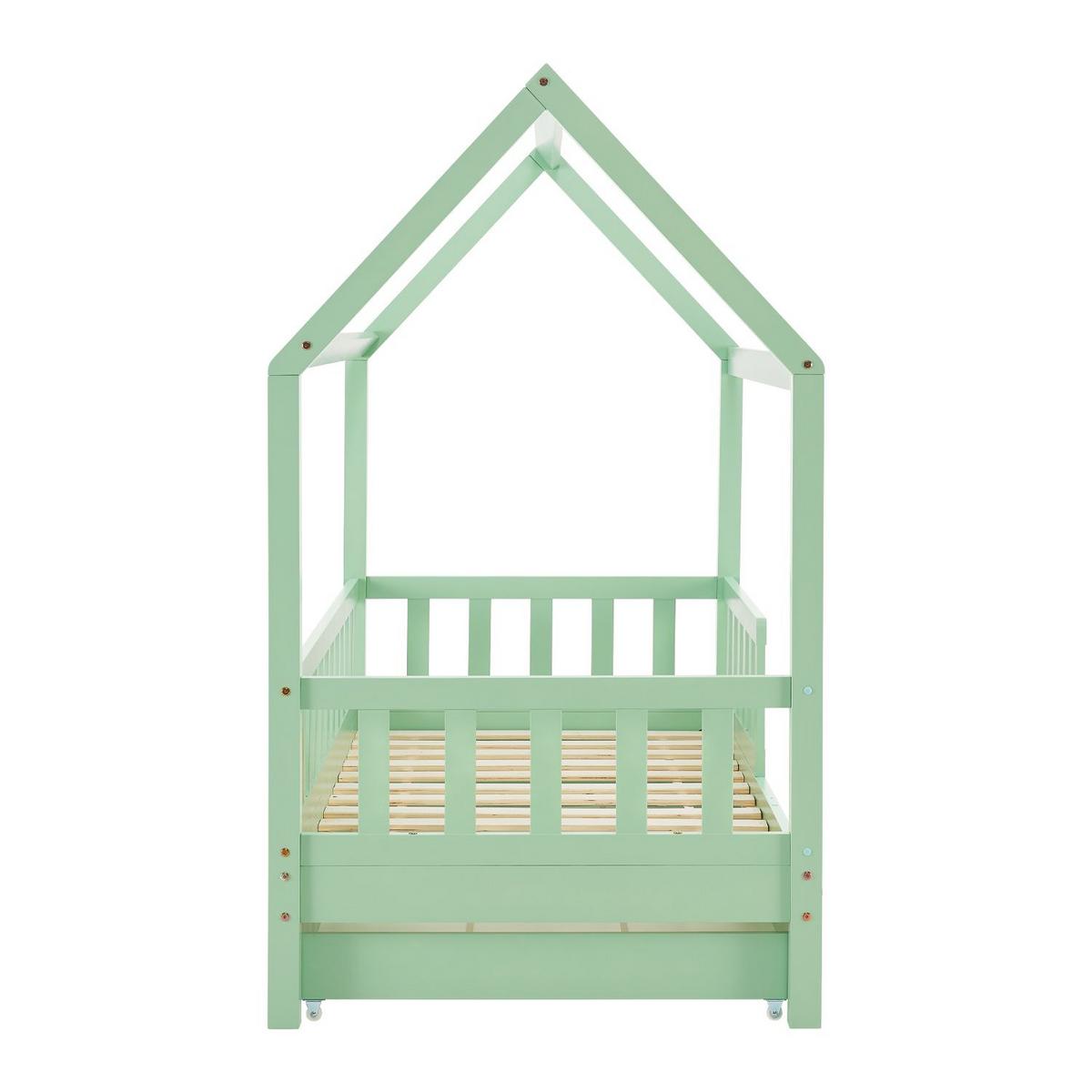 KINDERBETT Marli mint 90x200 cm mit Bettkasten - Mintgrün, Holz (90/200cm) - Juskys