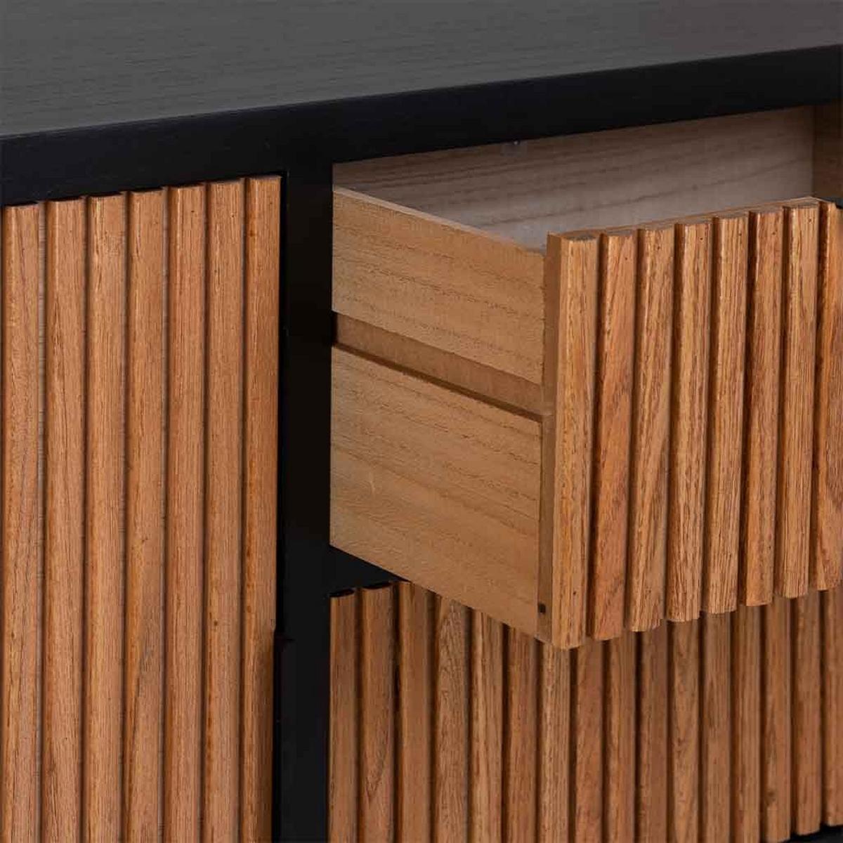 SIDEBOARD mit 3 schubladen und 2 türen aus holz und metall 120x40x81 cm - Braun, Holz (120/81/40cm) - Wanderlust
