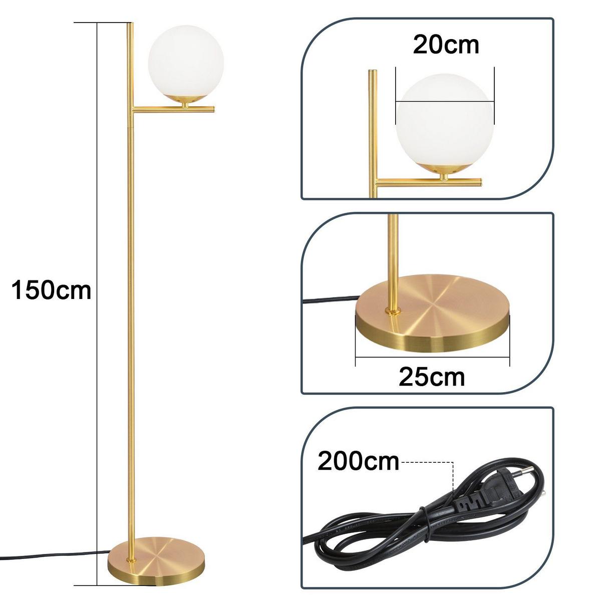STEHLEUCHTE Dortmund 25/20/150 cm - Goldfarben, Metall (22/18/157cm) - Nettlife