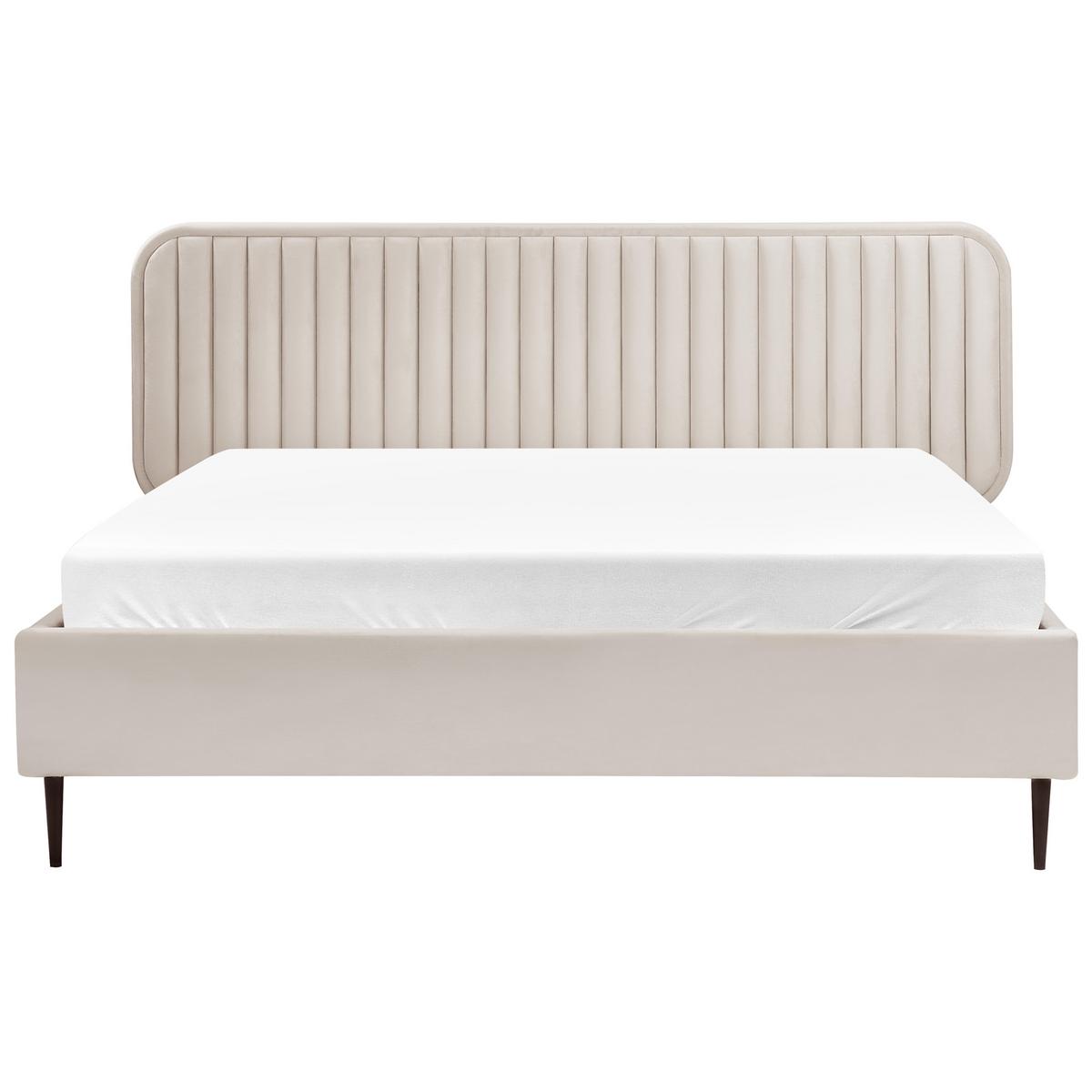 BETT mit Lattenrost 160/200 cm Beige Brin - Beige/Schwarz, Textil (160/200cm) - Beliani