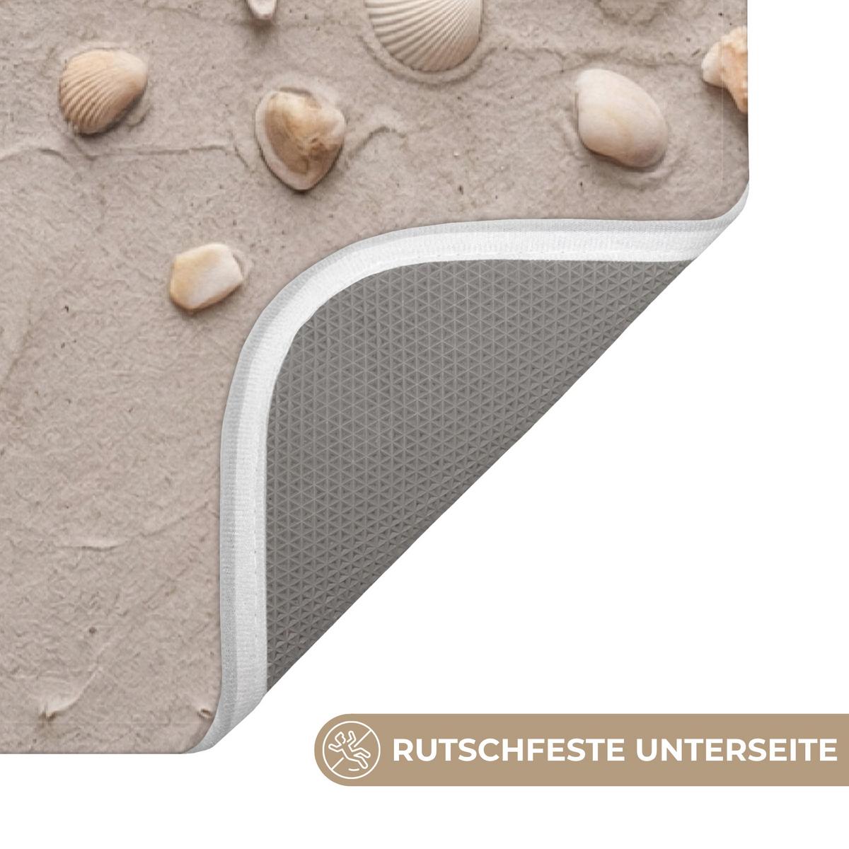 WC-VORLEGER Muscheln - Seesterne - Strand WC Teppich 50x80 cm - Sandfarben, Textil (50/1cm) - OnlyWow