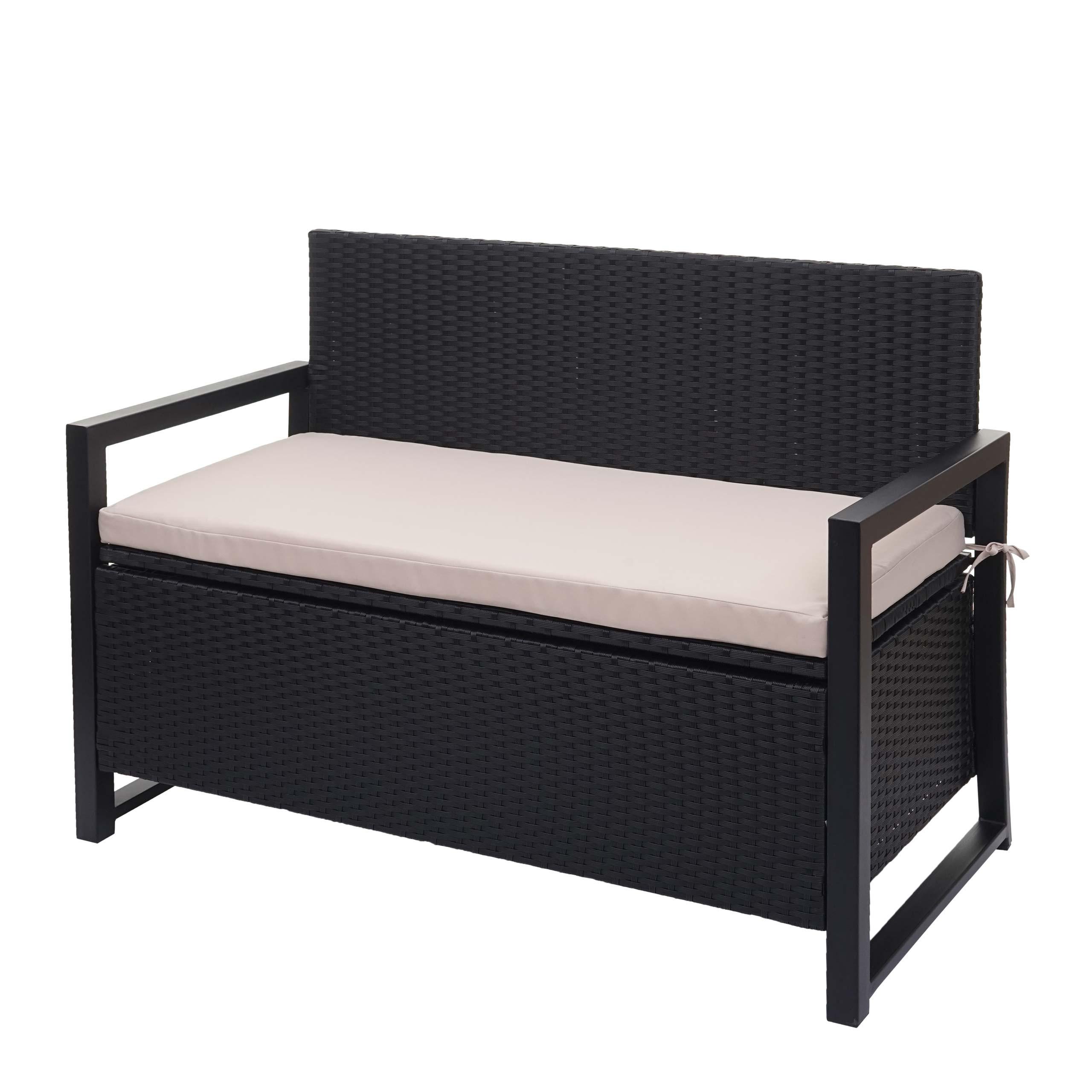 POLY-RATTAN 2ER SITZBANK Anthrazit, Beige - Anthrazit/Beige, Kunststoff (117/87/57cm) - MCW