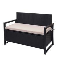 POLY-RATTAN 2ER SITZBANK Anthrazit, Beige - Anthrazit/Beige, Kunststoff (117/87/57cm) - MCW