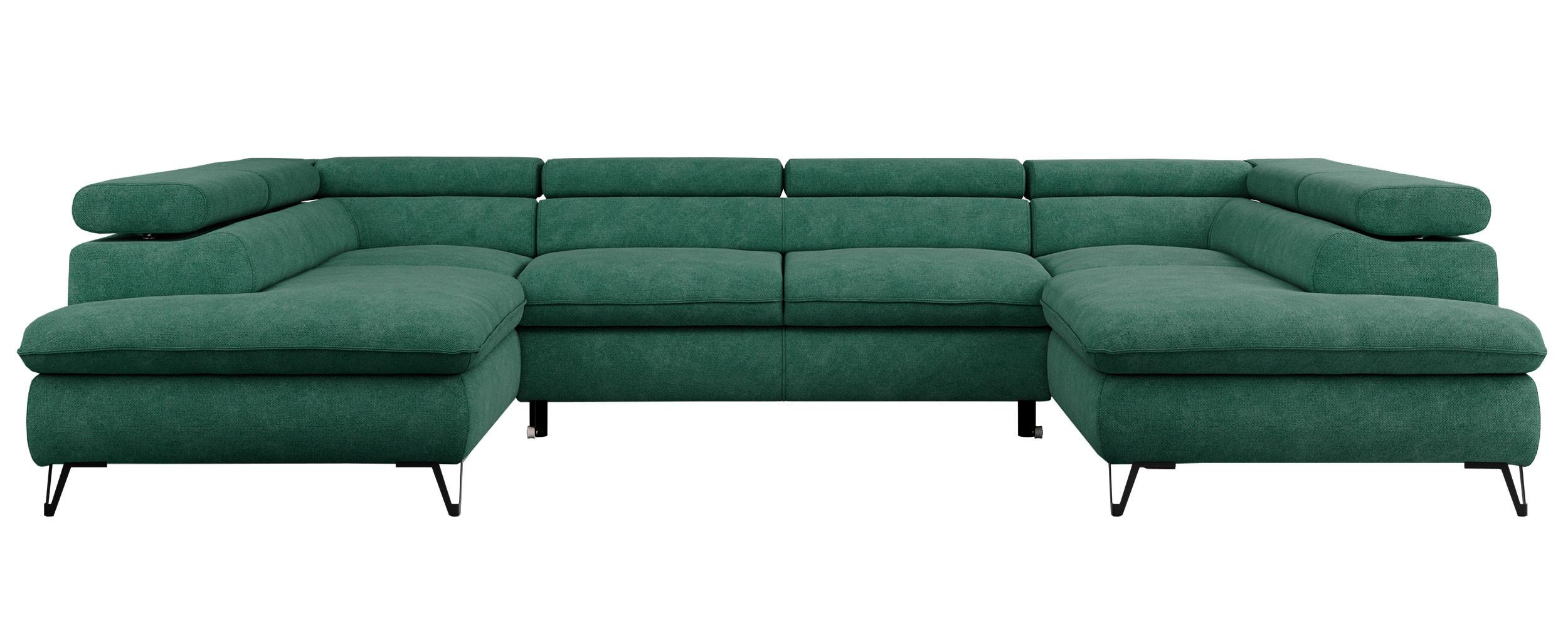 WOHNLANDSCHAFT PEDRO U Struktur Türkis - Türkis/Schwarz, Textil/Metall (346/76/208cm) - MKS