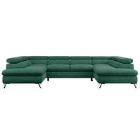 WOHNLANDSCHAFT PEDRO U Struktur Türkis - Türkis/Schwarz, Textil/Metall (346/76/208cm) - MKS