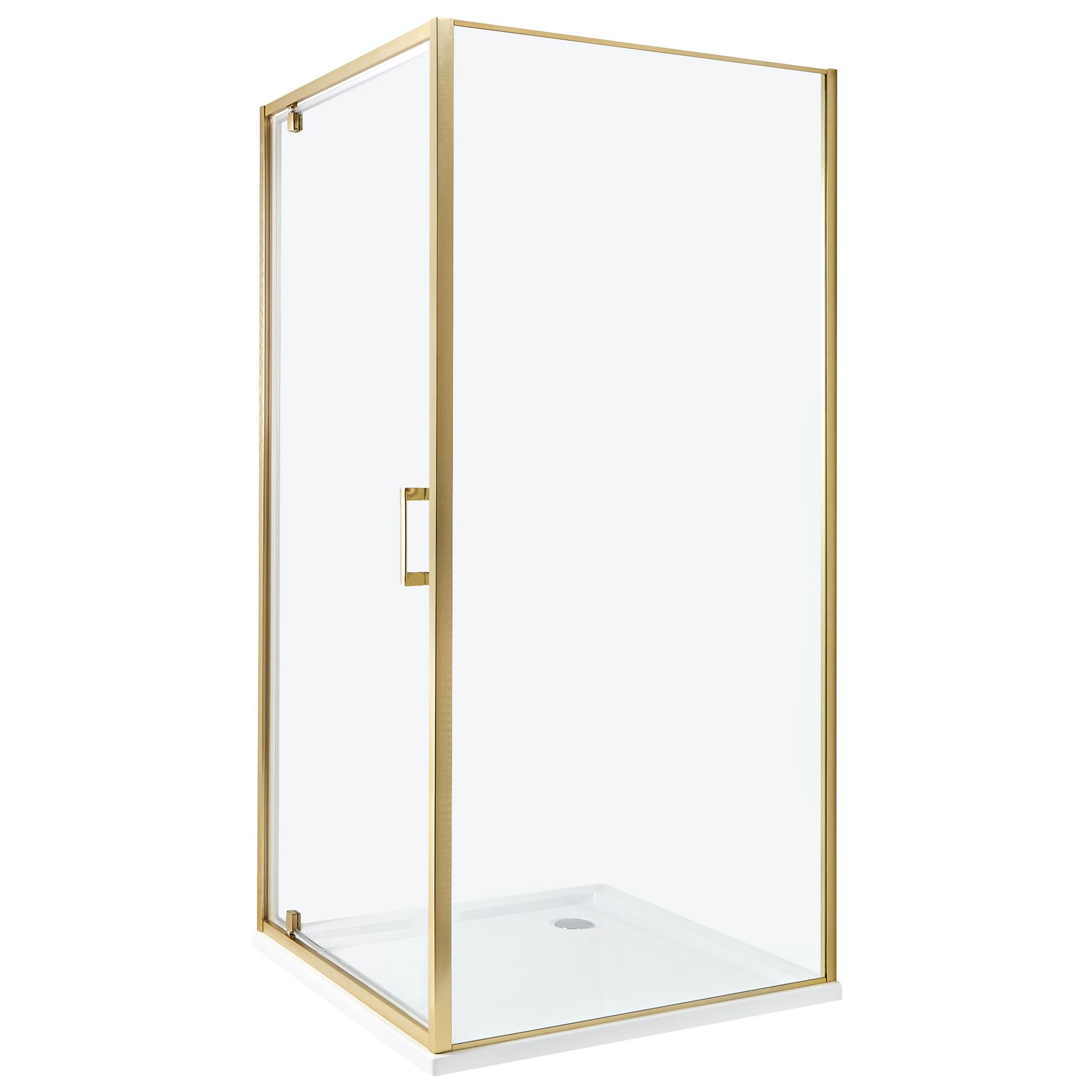 DUSCHKABINE 90/90/185 cm Gold Darli - Transparent, Glas (90/90/185cm) - Beliani