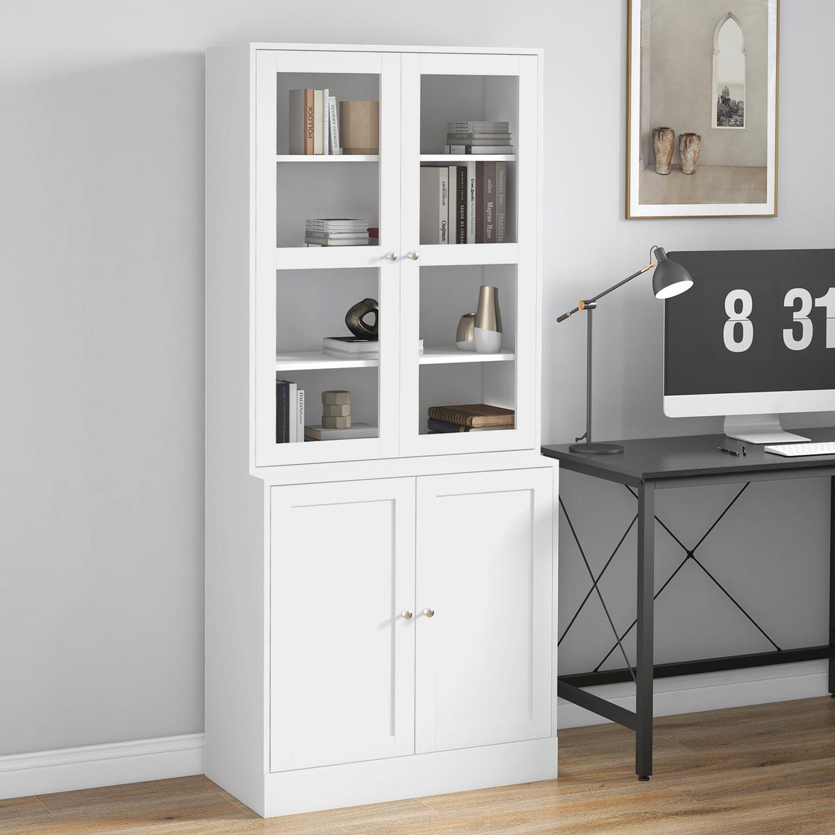 BÜCHERREGAL mit 4 Fächer 76Lx40Bx178,5Hcm, weiß - Weiß, Metall (40/178.5/76cm) - HOMCOM