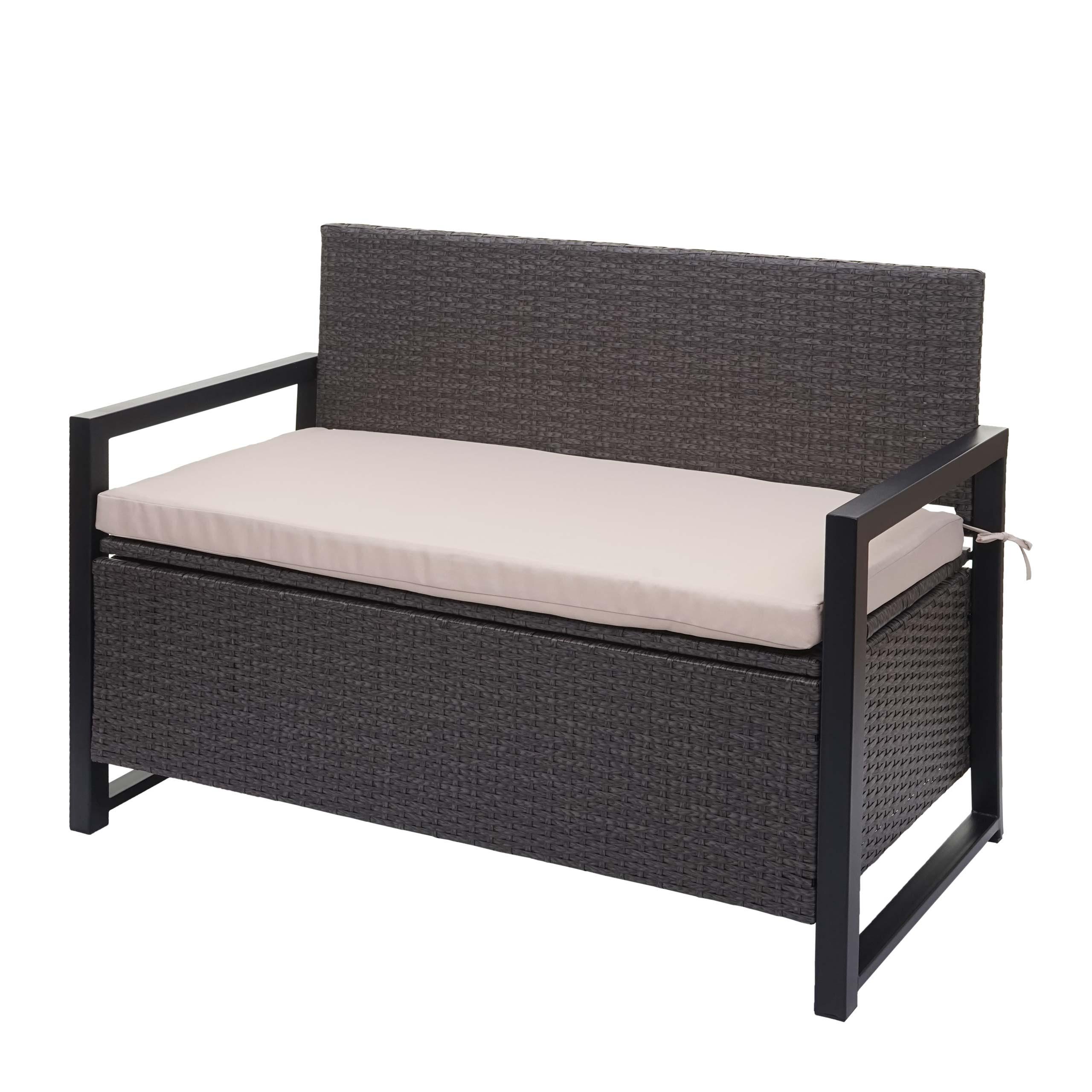 POLY-RATTAN 2ER SITZBANK Grau, Beige - Beige/Grau, Kunststoff (117/87/57cm) - MCW