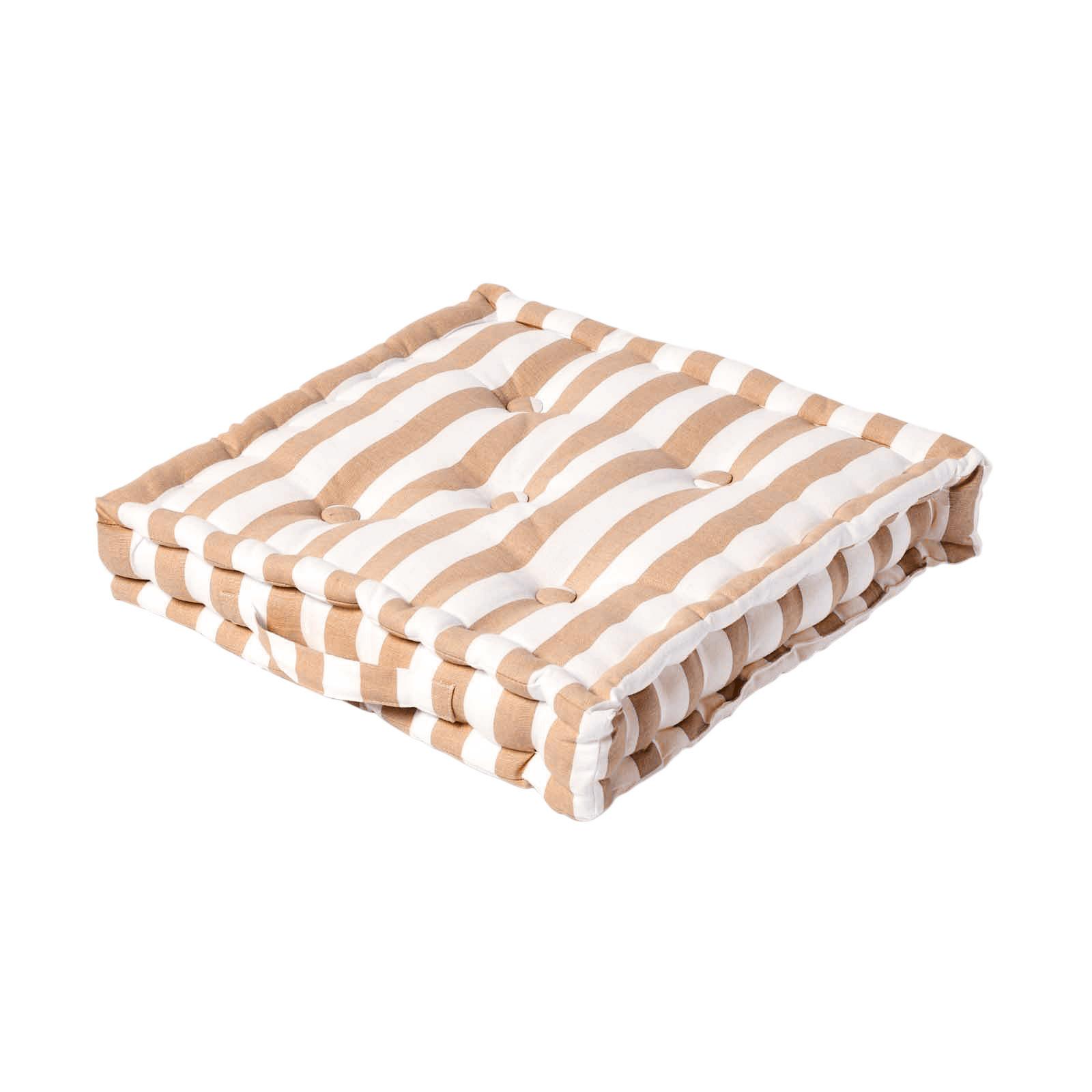 SITZKISSEN beige-weiß gestreift 50/50/10 cm - Beige, Textil (50/50/10cm) - Homescapes