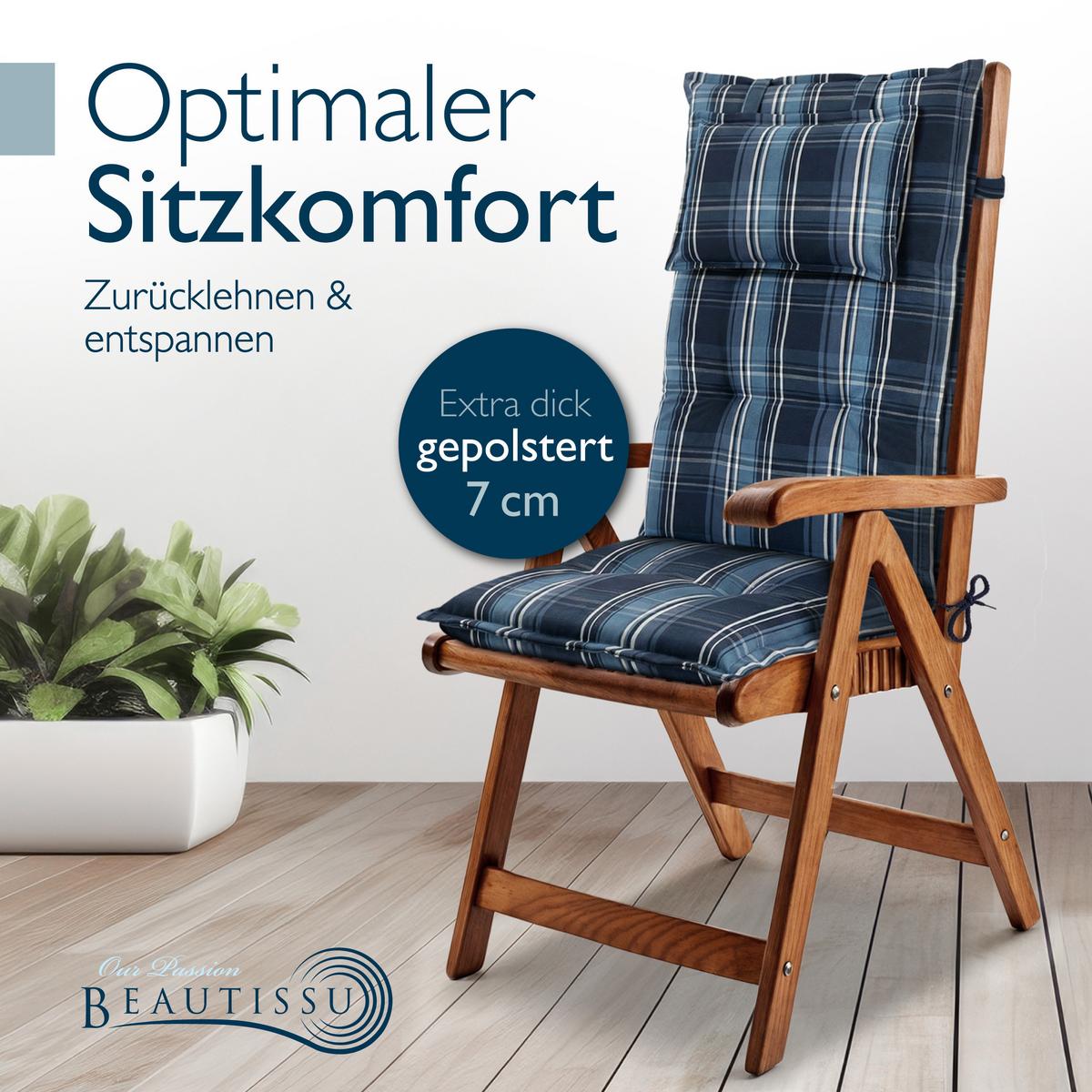 HOCHLEHNER Highlux HL 120x52x7cm Blau-Weiß-Kariert (2tlg) - Blau, Textil (52/120cm) - Beautissu 