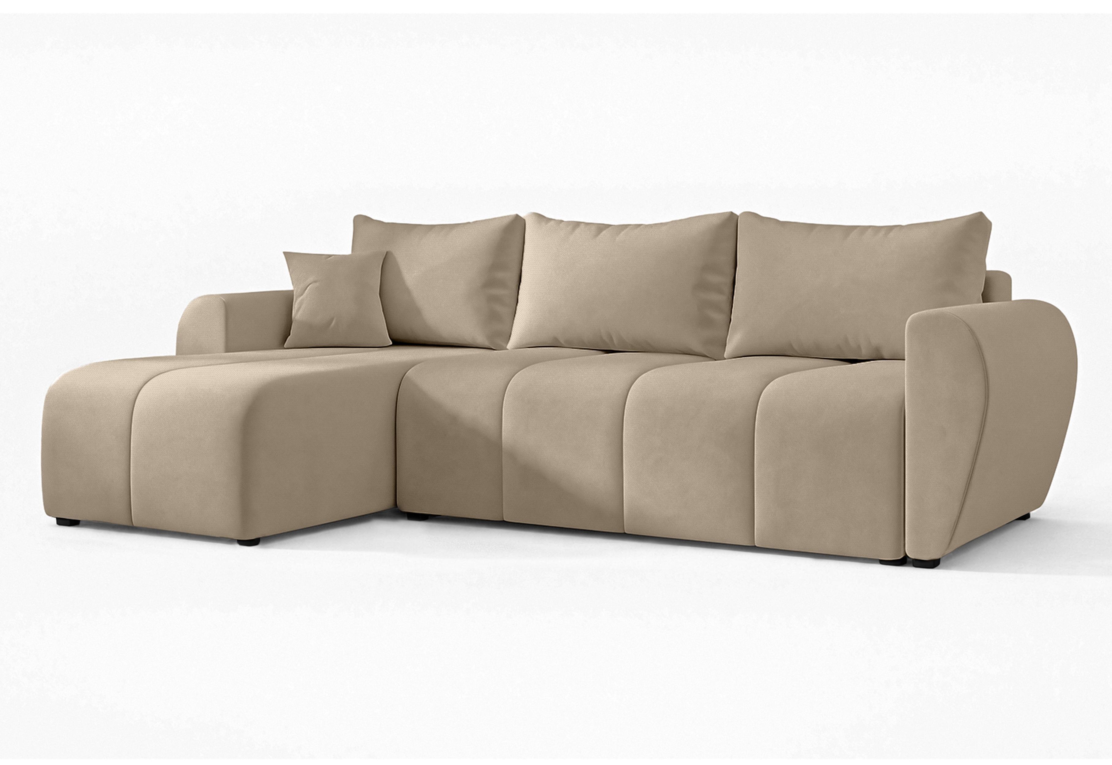 ECKSOFA L Form Malatya Hellbraun 246/145/80 cm stilvolle mit Schlaffunktion L - Hellbraun/Schwarz, Kunststoff/Textil (145/246cm) - AX Living